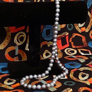 WW Silver-Grey Cultured Pearls, 22" with 14K Gold Clasp